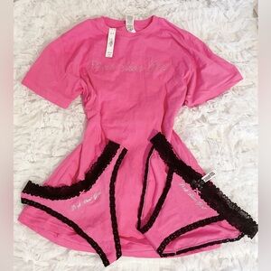 𝜗𝜚 victoria’s secret PINK show girl sleep shirt and panty set